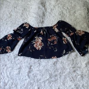 Navy blue cropped blouse